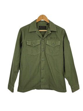 Deus Ex Machina Monty Overshirt Mens Small Pine Green Military Twill Button Up